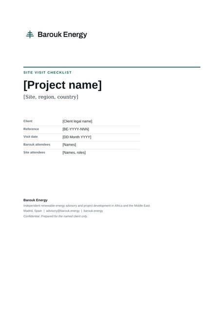 Liste de contrôle de visite de site: Couverture