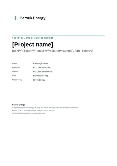 Rapport de due diligence technique: Couverture